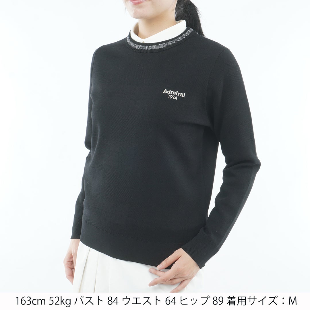 [アドミラル ゴルフ] Admiral GOLF レディース 長袖ジャカード クルーセーター ADLA658 ブラック　詳細1