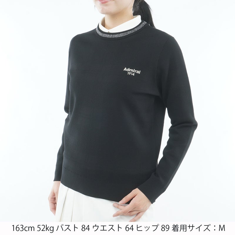 [アドミラル ゴルフ] Admiral GOLF レディース 長袖ジャカード クルーセーター ADLA658 ブラック　詳細1
