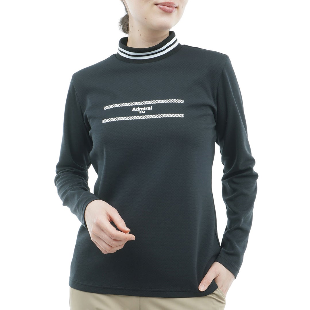 [アドミラル ゴルフ] Admiral GOLF レディース カラタッチ 長袖モックシャツ ADLA661 ブラック　詳細
