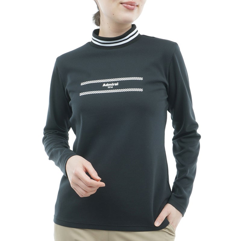 [アドミラル ゴルフ] Admiral GOLF レディース カラタッチ 長袖モックシャツ ADLA661 ブラック　詳細