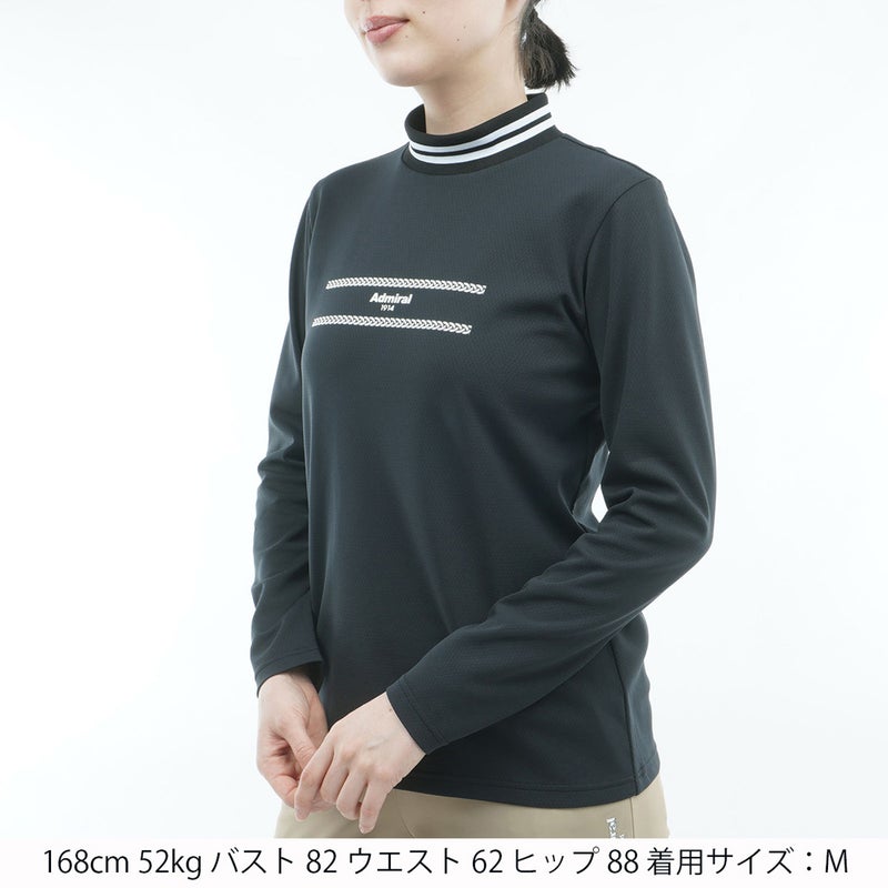 [アドミラル ゴルフ] Admiral GOLF レディース カラタッチ 長袖モックシャツ ADLA661 ブラック　詳細1