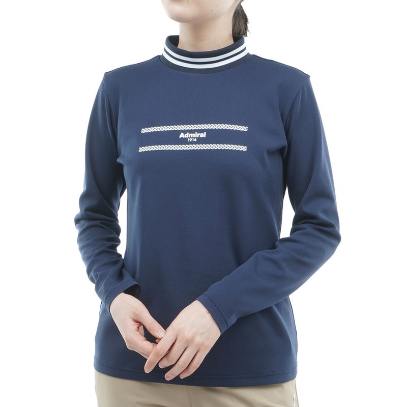 [アドミラル ゴルフ] Admiral GOLF レディース カラタッチ 長袖モックシャツ ADLA661 ネイビー　詳細