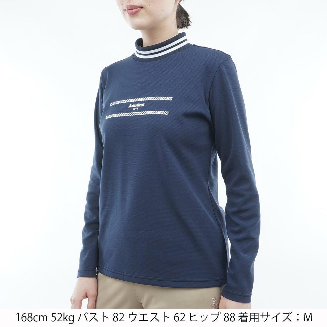 [アドミラル ゴルフ] Admiral GOLF レディース カラタッチ 長袖モックシャツ ADLA661 ネイビー　詳細1