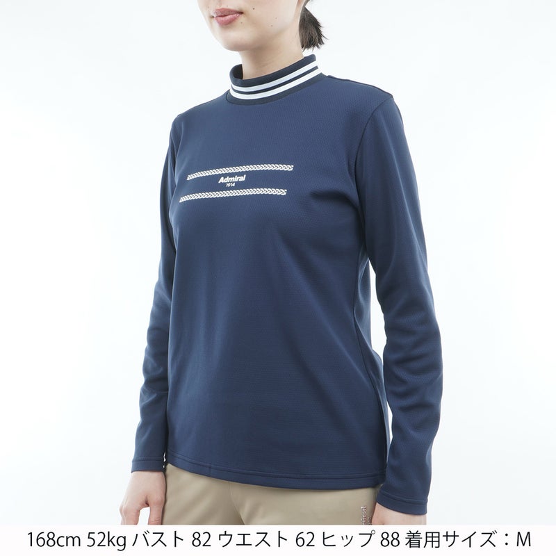 [アドミラル ゴルフ] Admiral GOLF レディース カラタッチ 長袖モックシャツ ADLA661 ネイビー　詳細1