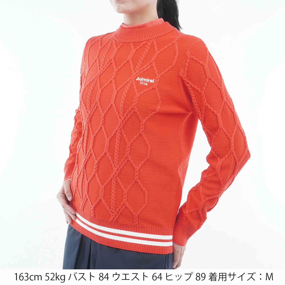 [アドミラル ゴルフ]　Admiral GOLF　レディース ケーブル ボトルネックセーター　ADLA663　ローズレッド　詳細1
