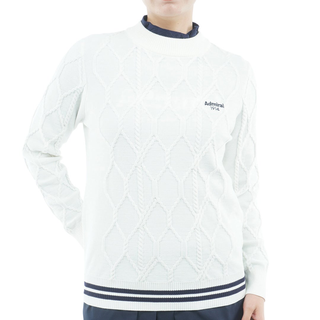 [アドミラル ゴルフ]　Admiral GOLF　レディース ケーブル ボトルネックセーター　ADLA663　オフホワイト　詳細
