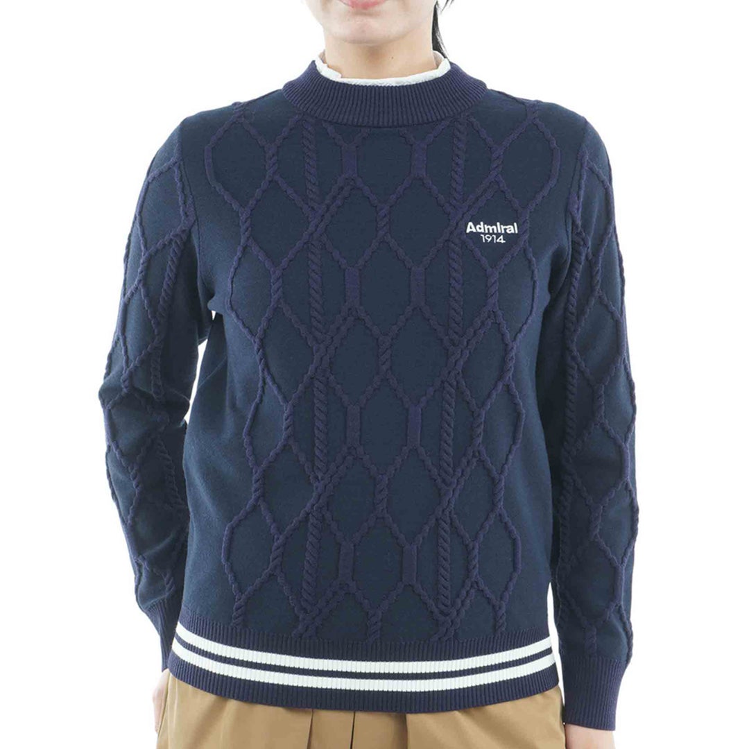 [アドミラル ゴルフ]　Admiral GOLF　レディース ケーブル ボトルネックセーター　ADLA663　ネイビー　詳細