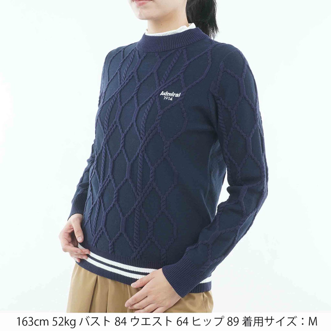 [アドミラル ゴルフ]　Admiral GOLF　レディース ケーブル ボトルネックセーター　ADLA663　ネイビー　詳細1