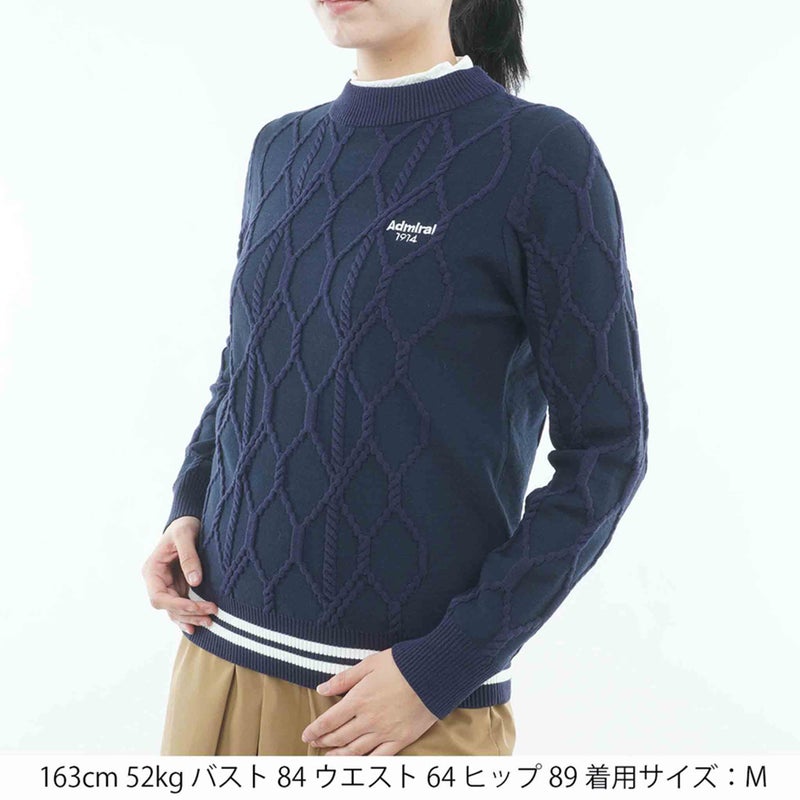 [アドミラル ゴルフ]　Admiral GOLF　レディース ケーブル ボトルネックセーター　ADLA663　ネイビー　詳細1