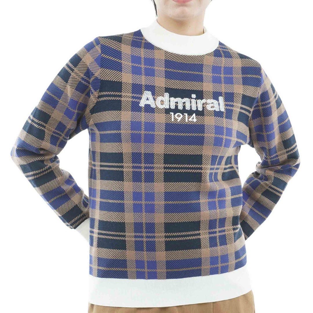  [アドミラル ゴルフ]　Admiral GOLF　レディース ジャカードチェック ボトルネックセーター  ADLA664 ブルー　詳細