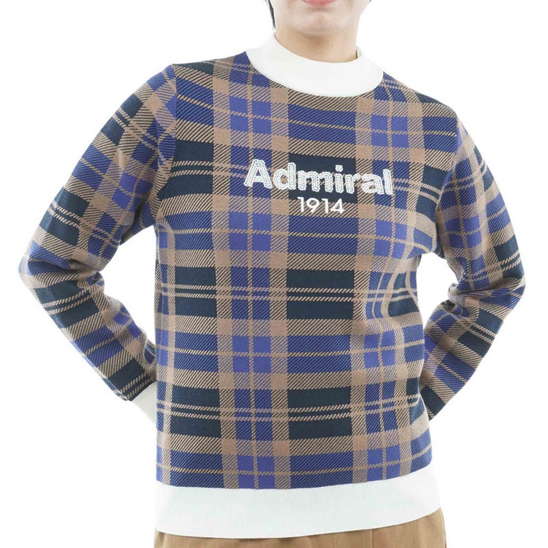  [アドミラル ゴルフ]　Admiral GOLF　レディース ジャカードチェック ボトルネックセーター  ADLA664 ブルー　詳細