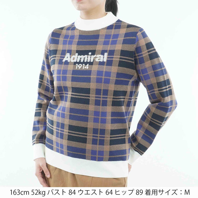  [アドミラル ゴルフ]　Admiral GOLF　レディース ジャカードチェック ボトルネックセーター  ADLA664 ブルー　詳細1