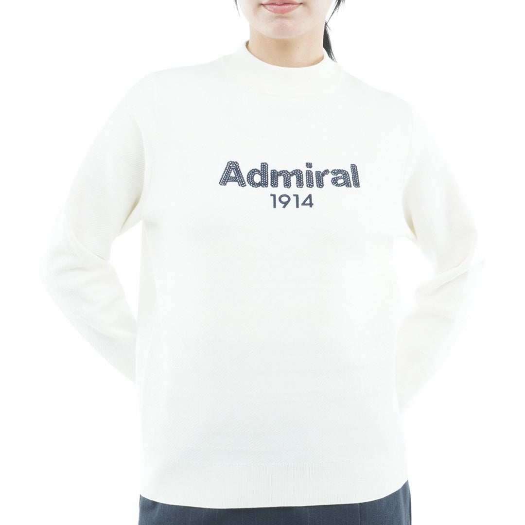  [アドミラル ゴルフ]　Admiral GOLF　レディース ジャカードチェック ボトルネックセーター  ADLA664 ホワイト　詳細