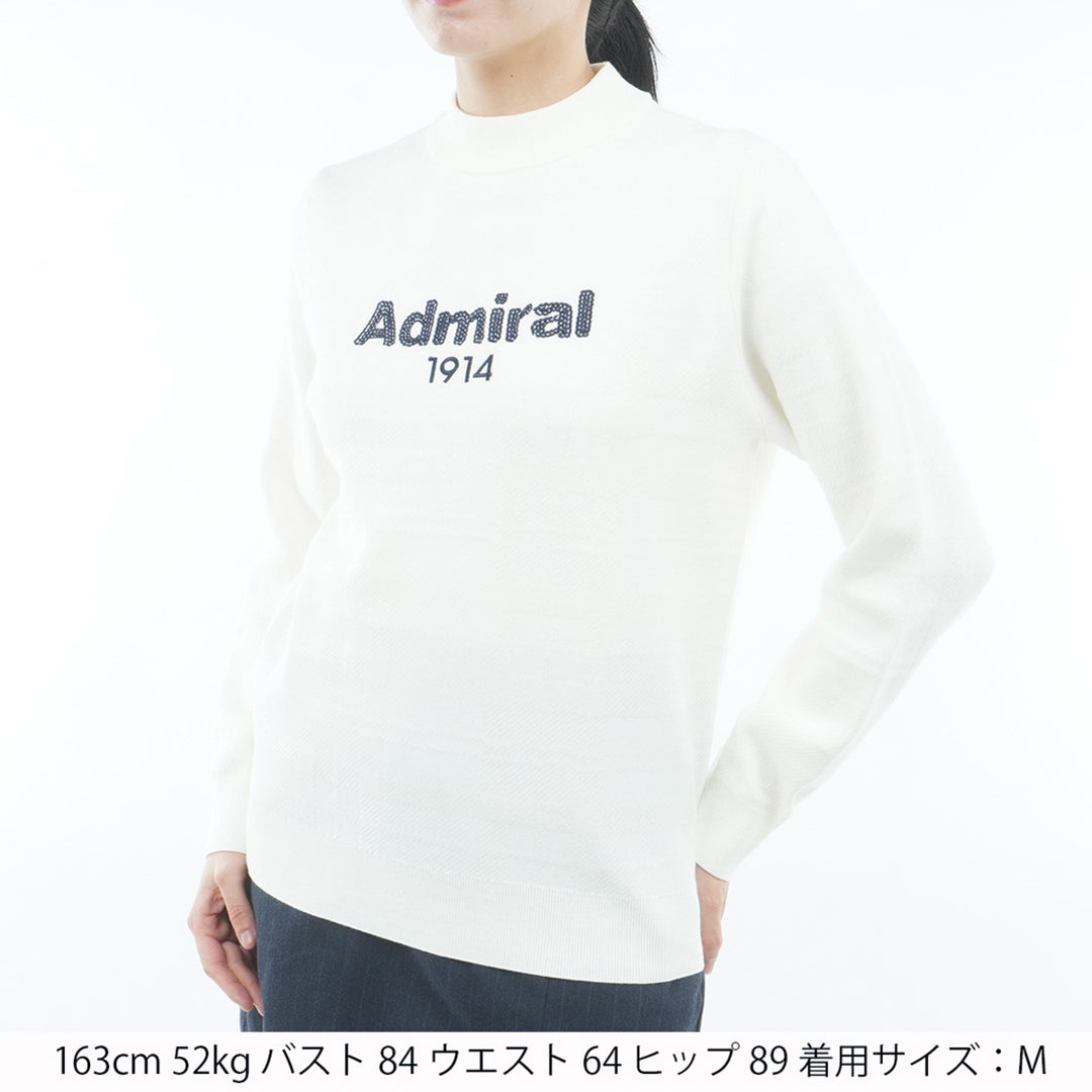  [アドミラル ゴルフ]　Admiral GOLF　レディース ジャカードチェック ボトルネックセーター  ADLA664 ホワイト　詳細1