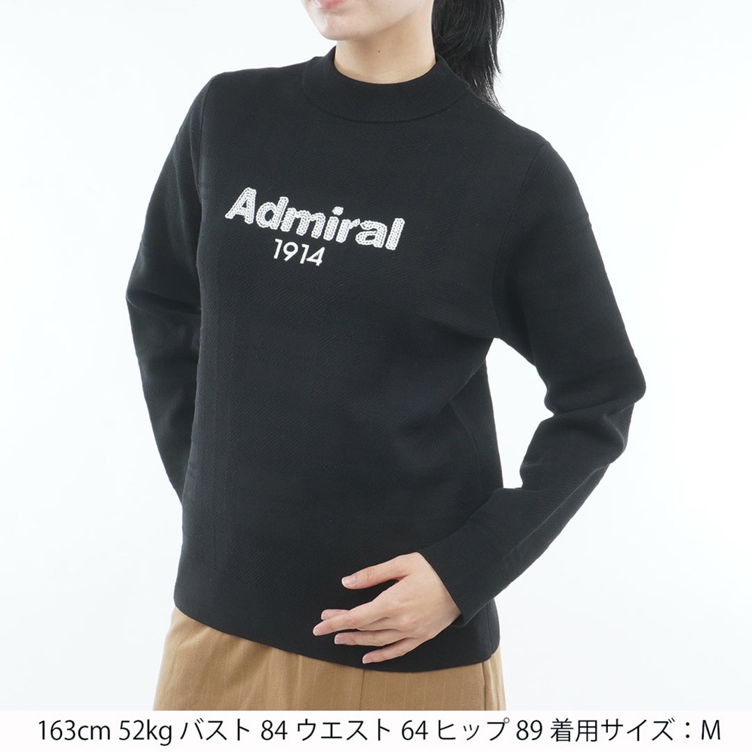 [アドミラル ゴルフ]　Admiral GOLF　レディース ジャカードチェック ボトルネックセーター  ADLA664 ブラック　詳細1