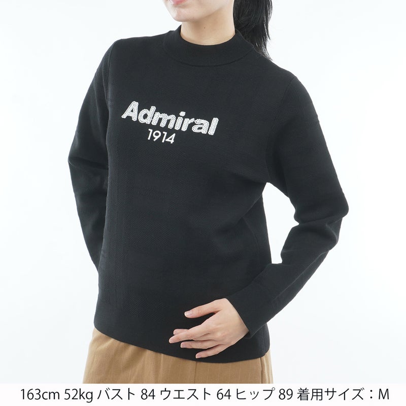  [アドミラル ゴルフ]　Admiral GOLF　レディース ジャカードチェック ボトルネックセーター  ADLA664 ブラック　詳細1