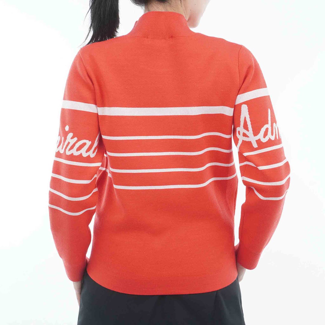 [アドミラル ゴルフ]　Admiral GOLF　レディース ボーダー ハイネックセーター　ADLA666　ローズレッド　詳細2
