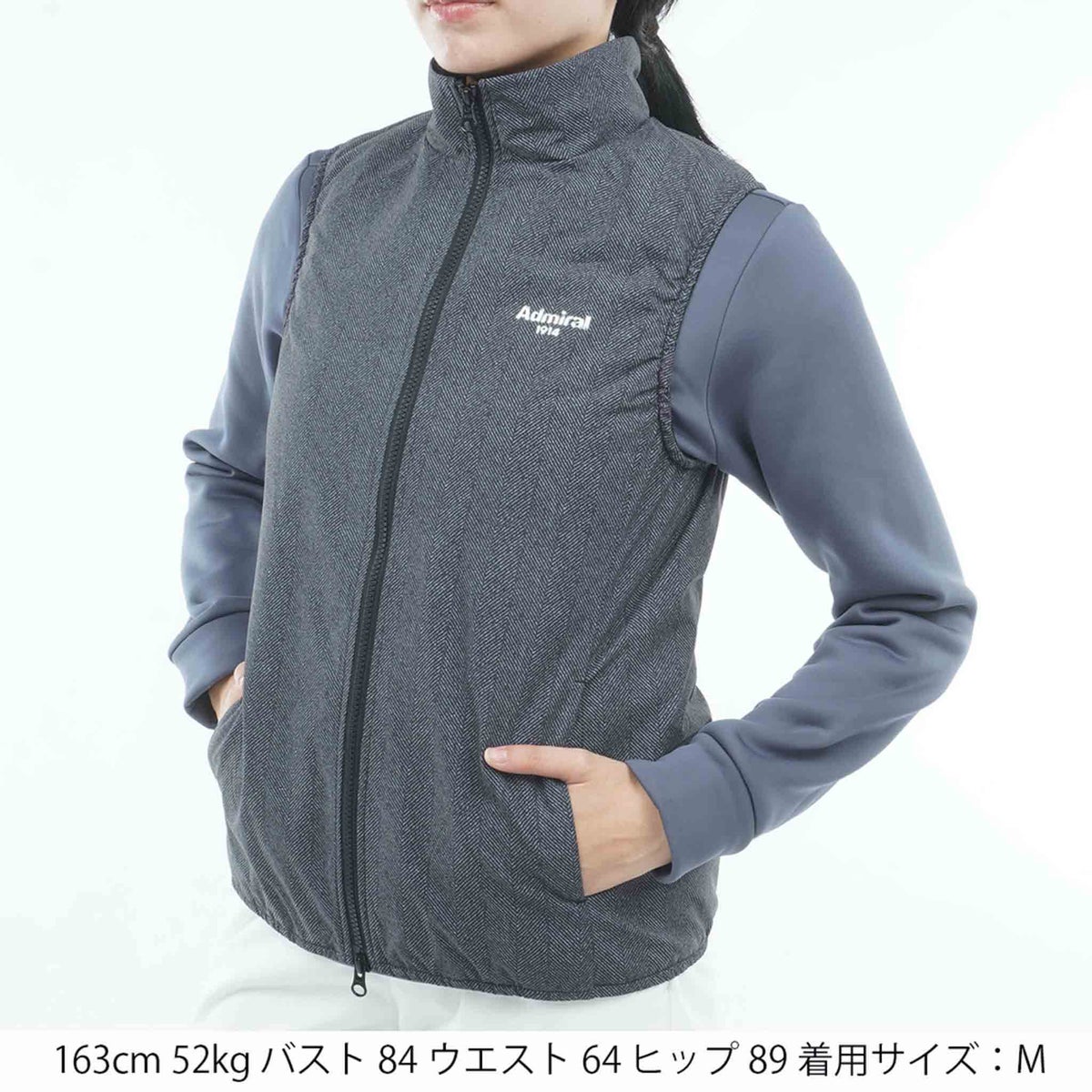 [アドミラル ゴルフ] Admiral GOLF レディース エアポカ 中綿ベスト ADLA669 ブラック　詳細1