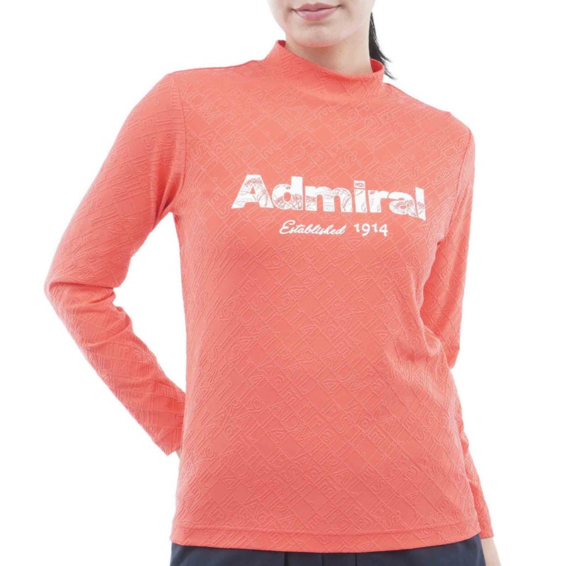 [アドミラル ゴルフ] Admiral GOLF レディース ロゴジャガード 長袖モックシャツ ADLA672 ローズレッド　詳細