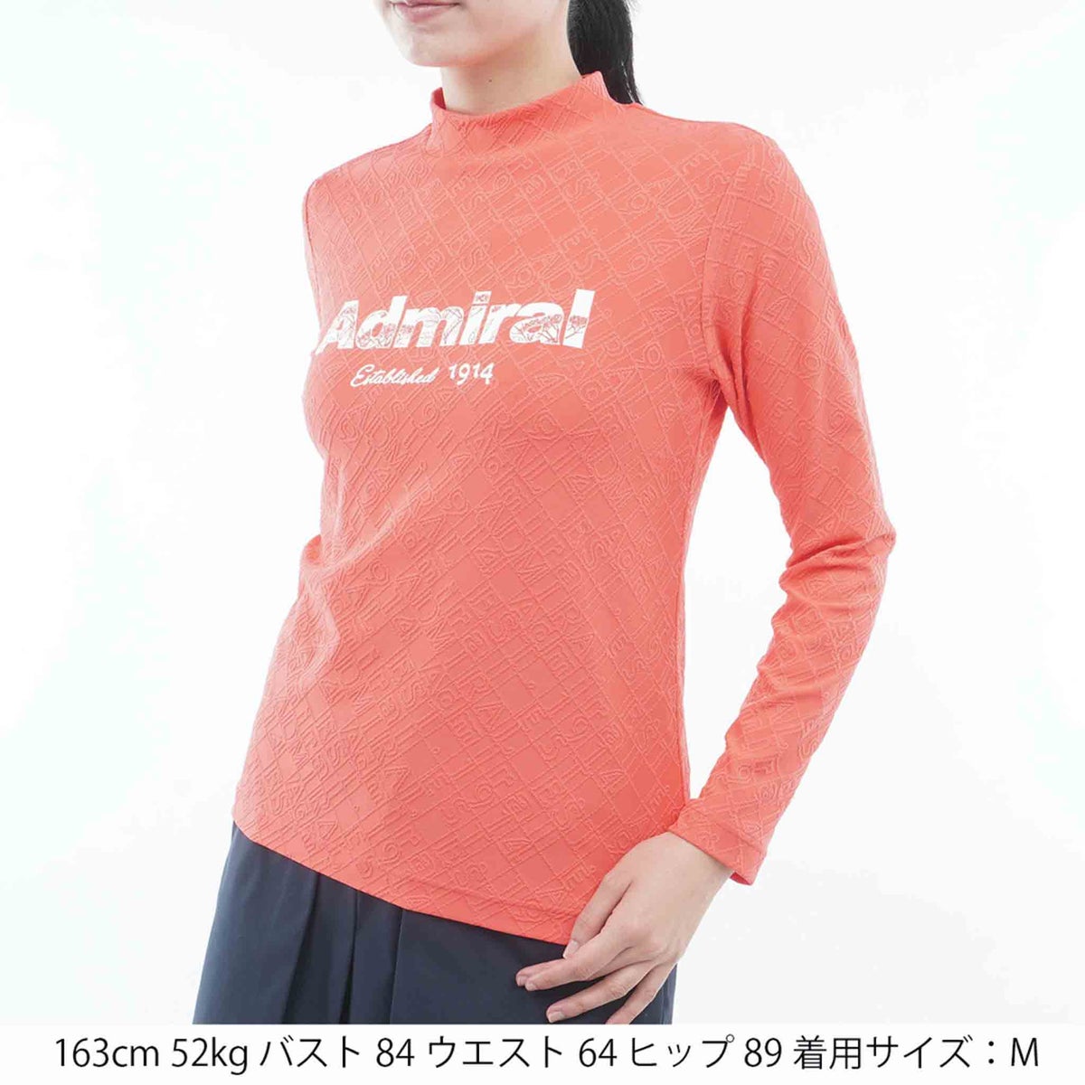 [アドミラル ゴルフ] Admiral GOLF レディース ロゴジャガード 長袖モックシャツ ADLA672 ローズレッド　詳細1