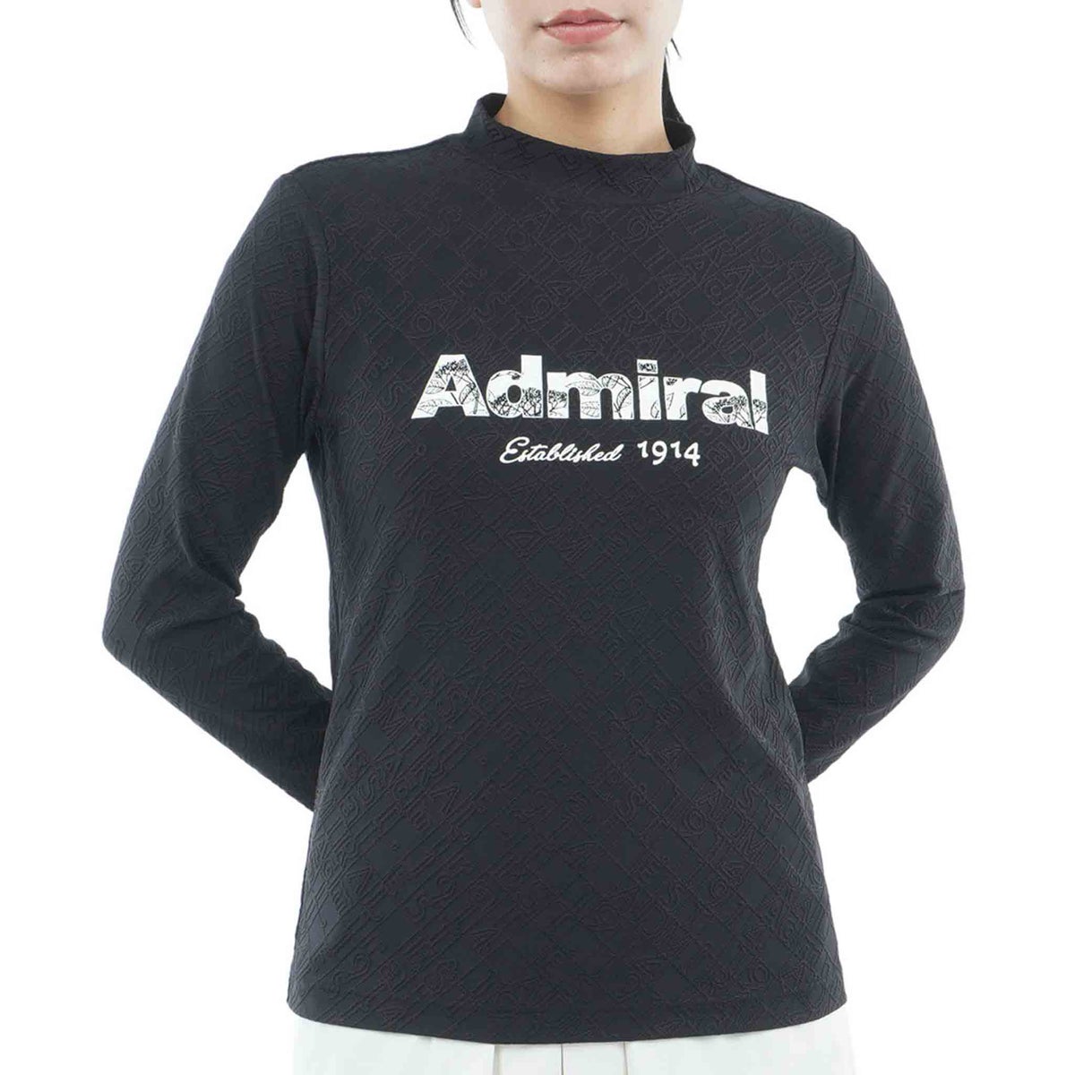 [アドミラル ゴルフ] Admiral GOLF レディース ロゴジャガード 長袖モックシャツ ADLA672 ブラック　詳細