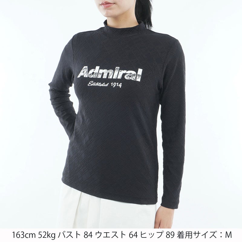 [アドミラル ゴルフ] Admiral GOLF レディース ロゴジャガード 長袖モックシャツ ADLA672 ブラック　詳細1
