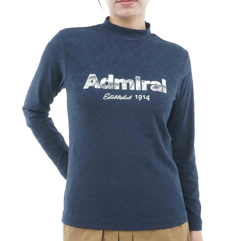 [アドミラル ゴルフ] Admiral GOLF レディース ロゴジャガード 長袖モックシャツ ADLA672 ネイビー　詳細