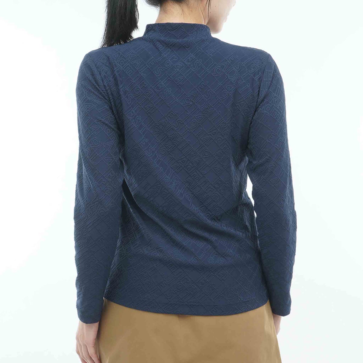 [アドミラル ゴルフ] Admiral GOLF レディース ロゴジャガード 長袖モックシャツ ADLA672 ネイビー　詳細2