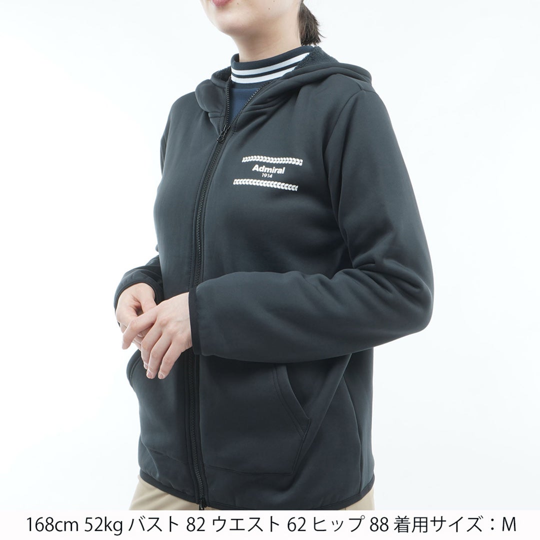 [アドミラル ゴルフ]Admiral GOLF レディース カルイシ フルジップパーカ ADLA673 ブラック　詳細1