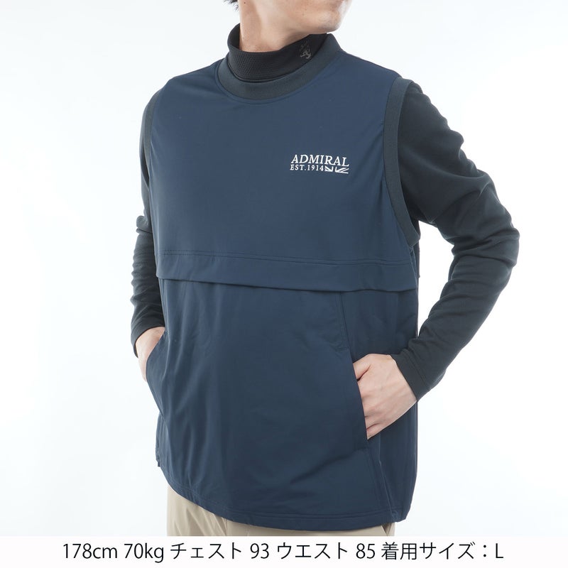 [アドミラル ゴルフ] Admiral GOLF メンズ 撥水 クルーネック ウィンドベスト ネイビー　詳細1