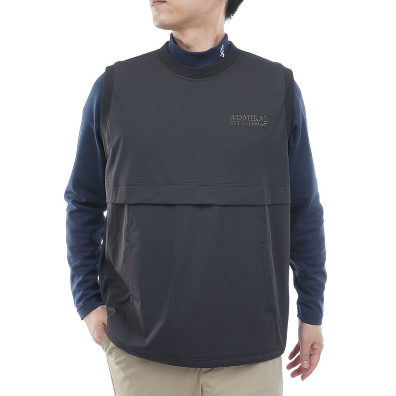 [アドミラル ゴルフ] Admiral GOLF メンズ 撥水 クルーネック ウィンドベスト ブラック