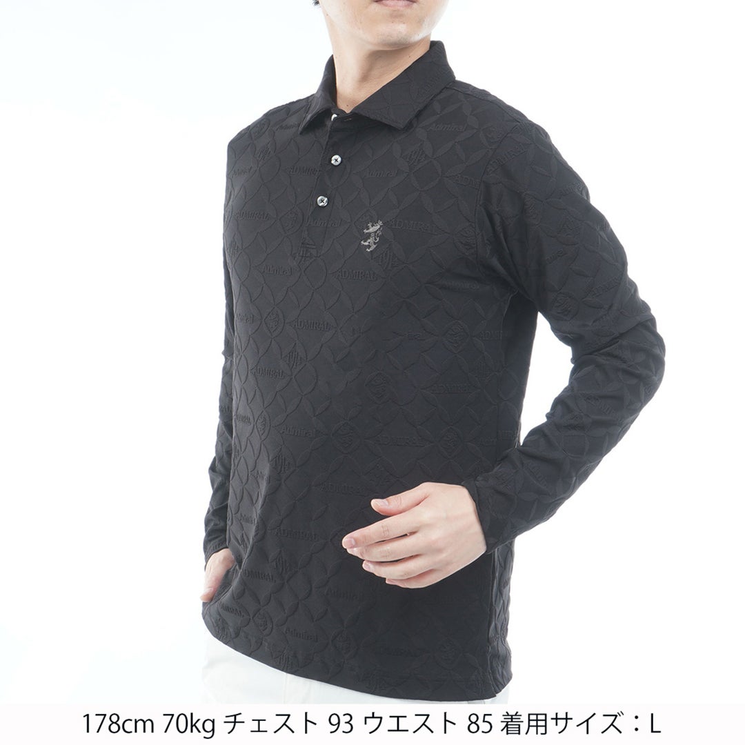 [アドミラル ゴルフ]Admiral GOLF メンズ ダマスク柄 ジャガード 長袖シャツ ADMA653 ブラック　詳細1