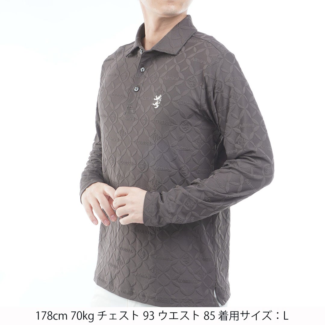 [アドミラル ゴルフ]Admiral GOLF メンズ ダマスク柄 ジャガード 長袖シャツ ADMA653 ブラウン　詳細1