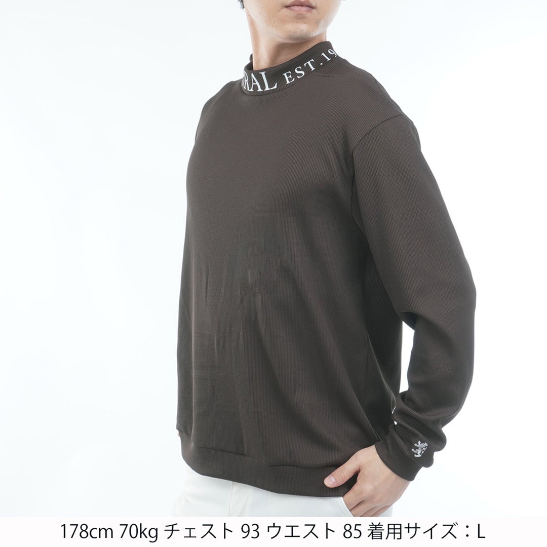 [アドミラル ゴルフ] Admiral GOLF メンズ ワッフル 長袖モックネックシャツ ADMA654 ブラウン　詳細1