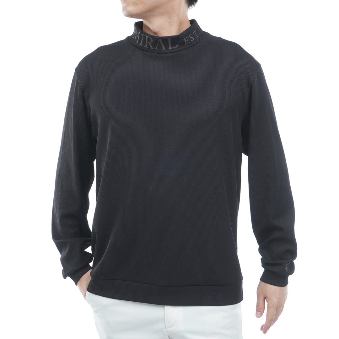 [アドミラル ゴルフ] Admiral GOLF メンズ ワッフル 長袖モックネックシャツ ADMA654 ブラック　詳細