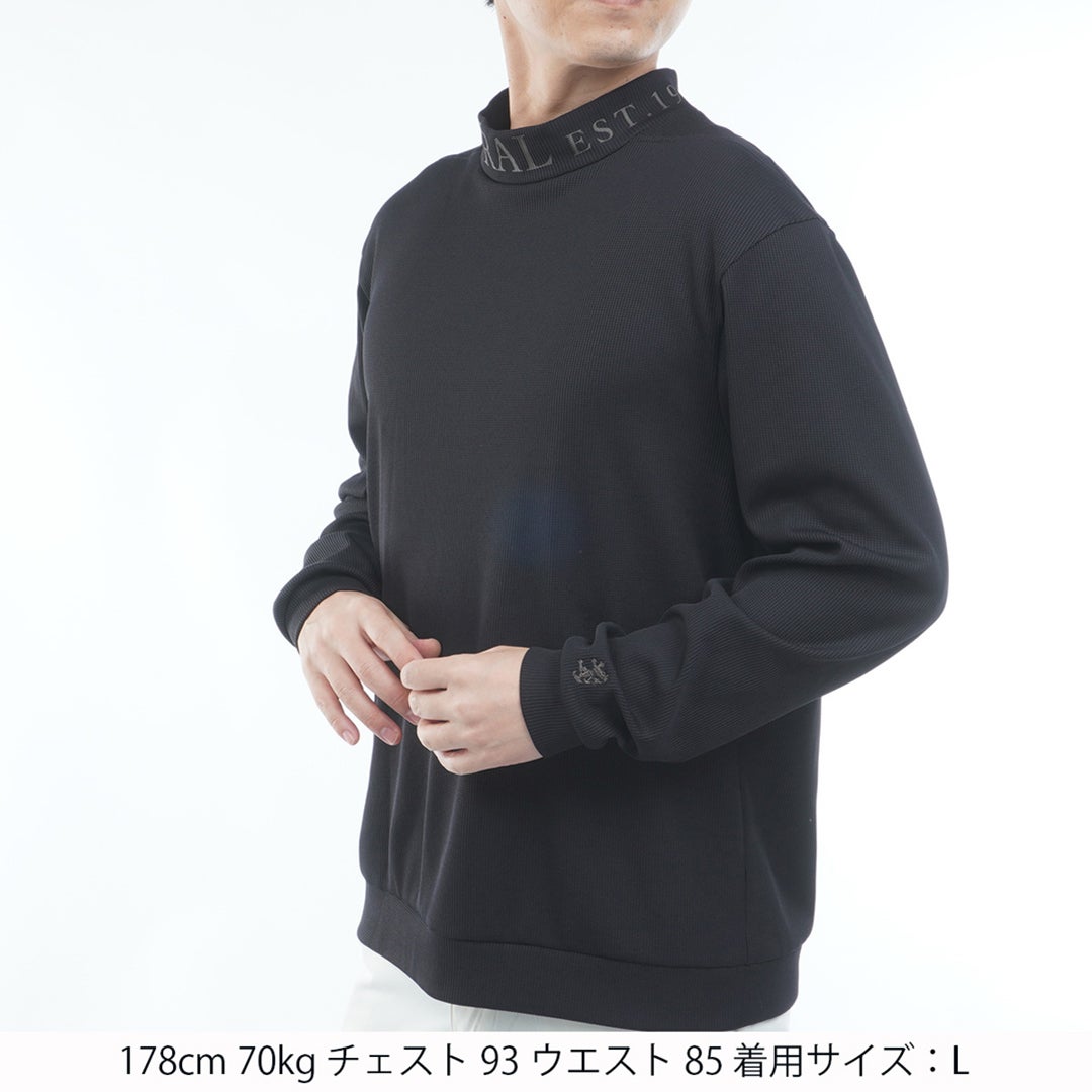 [アドミラル ゴルフ] Admiral GOLF メンズ ワッフル 長袖モックネックシャツ ADMA654 ブラック　詳細1