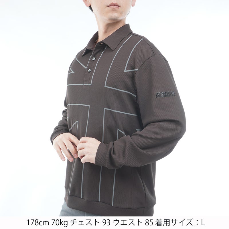 [アドミラル ゴルフ] Admiral GOLF メンズ ワッフル UJ 長袖シャツ ADMA655 ブラウン　詳細1