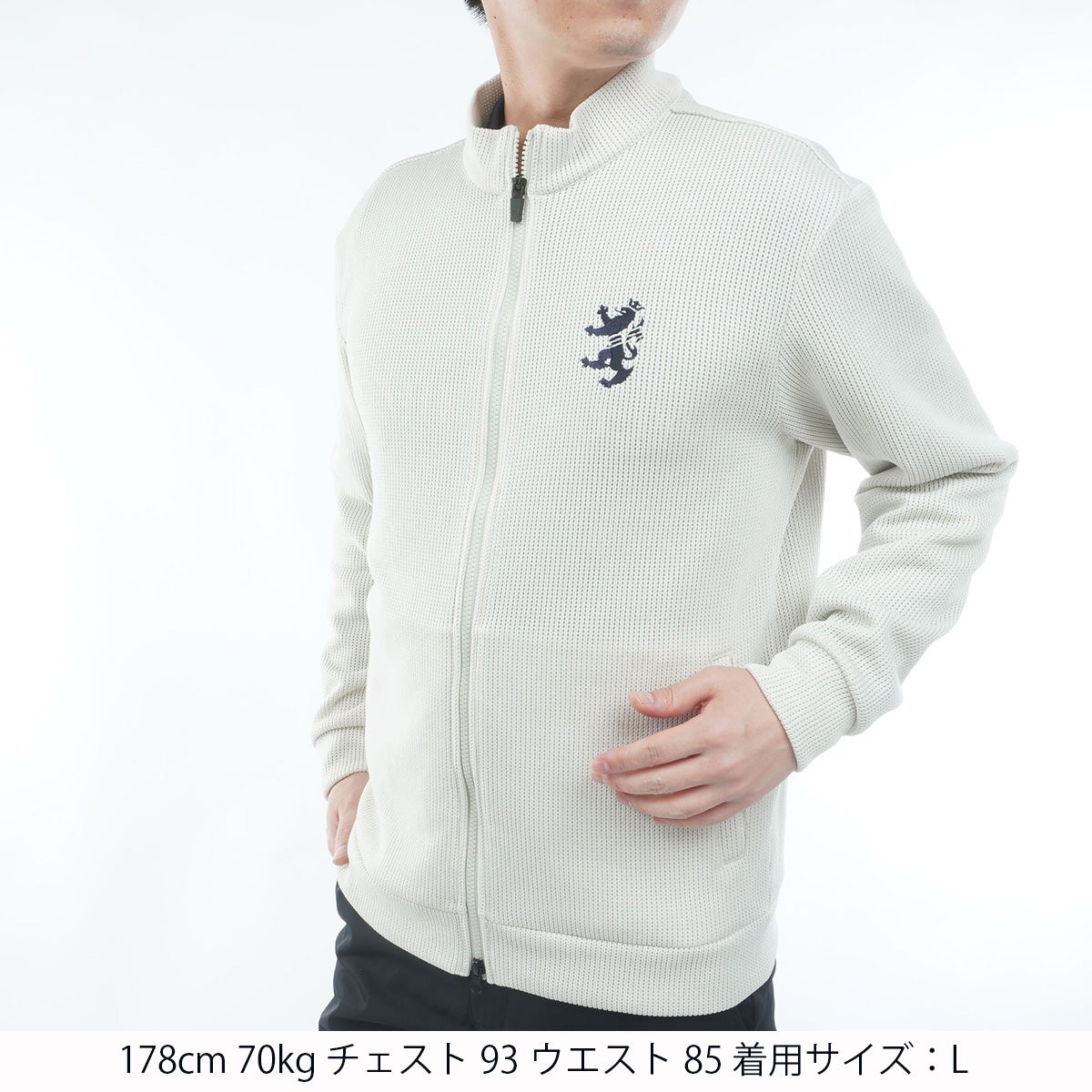 [アドミラル ゴルフ]　Admiral GOLF　メンズ ニットライク トラックジャケット　オフホワイト　詳細1