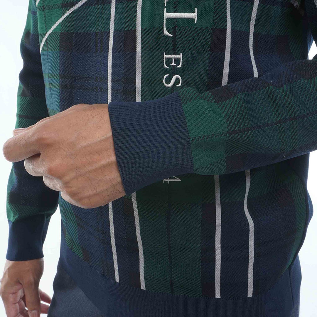 [アドミラル ゴルフ] Admiral GOLF メンズ UJ クルーネックセーター ADMA659 ネイビー×グリーン　詳細5