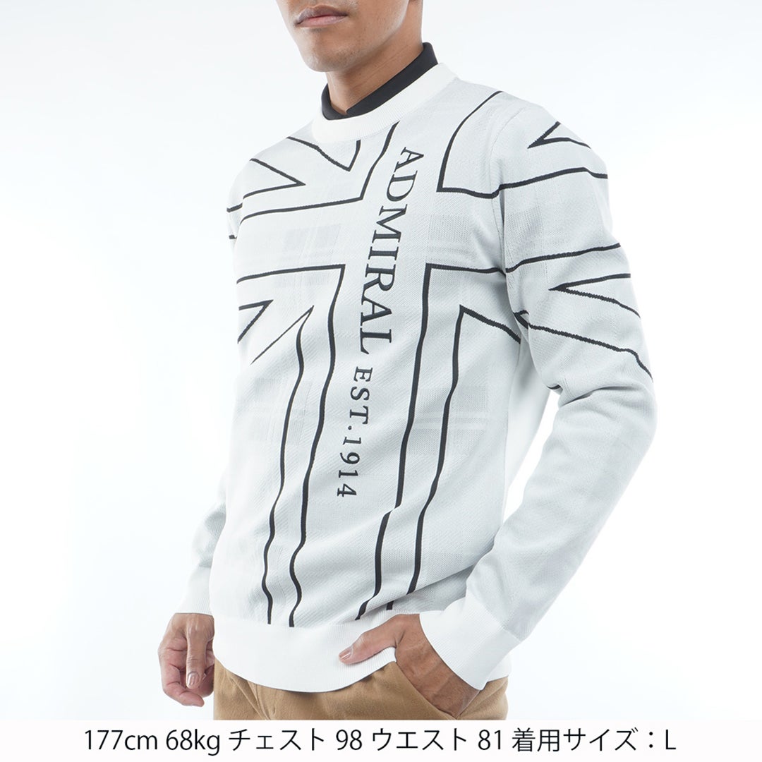 [アドミラル ゴルフ] Admiral GOLF メンズ UJ クルーネックセーター ADMA659 オフホワイト　詳細1