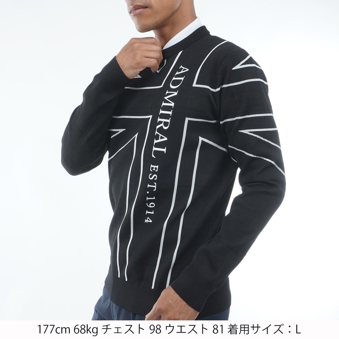 [アドミラル ゴルフ] Admiral GOLF メンズ UJ クルーネックセーター ADMA659 ブラック　詳細1