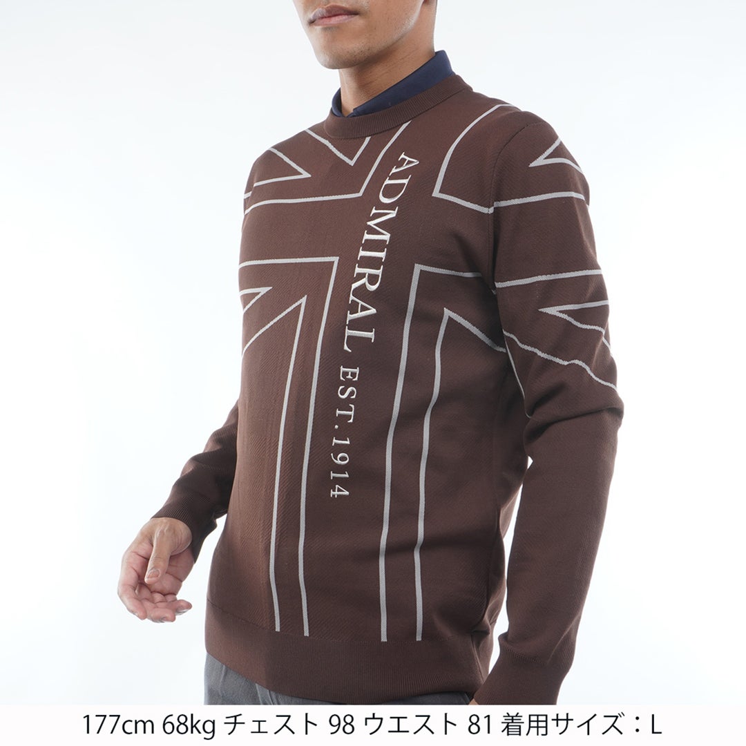 [アドミラル ゴルフ] Admiral GOLF メンズ UJ クルーネックセーター ADMA659 ブラウン　詳細1