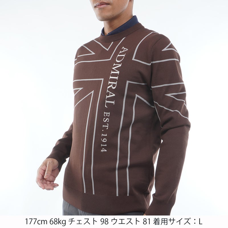 [アドミラル ゴルフ] Admiral GOLF メンズ UJ クルーネックセーター ADMA659 ブラウン　詳細1