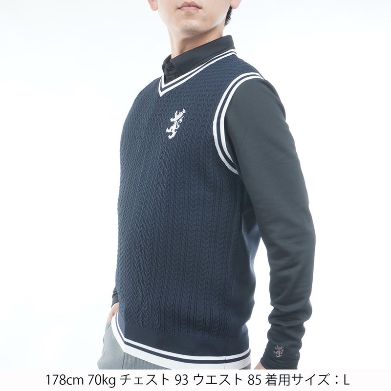 [アドミラル ゴルフ]　Admiral GOLF　メンズ ケーブル ニットベスト　ADMA660　ネイビー　詳細1