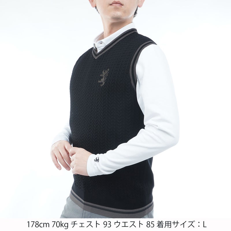 [アドミラル ゴルフ]　Admiral GOLF　メンズ ケーブル ニットベスト　ADMA660　ブラック　詳細1