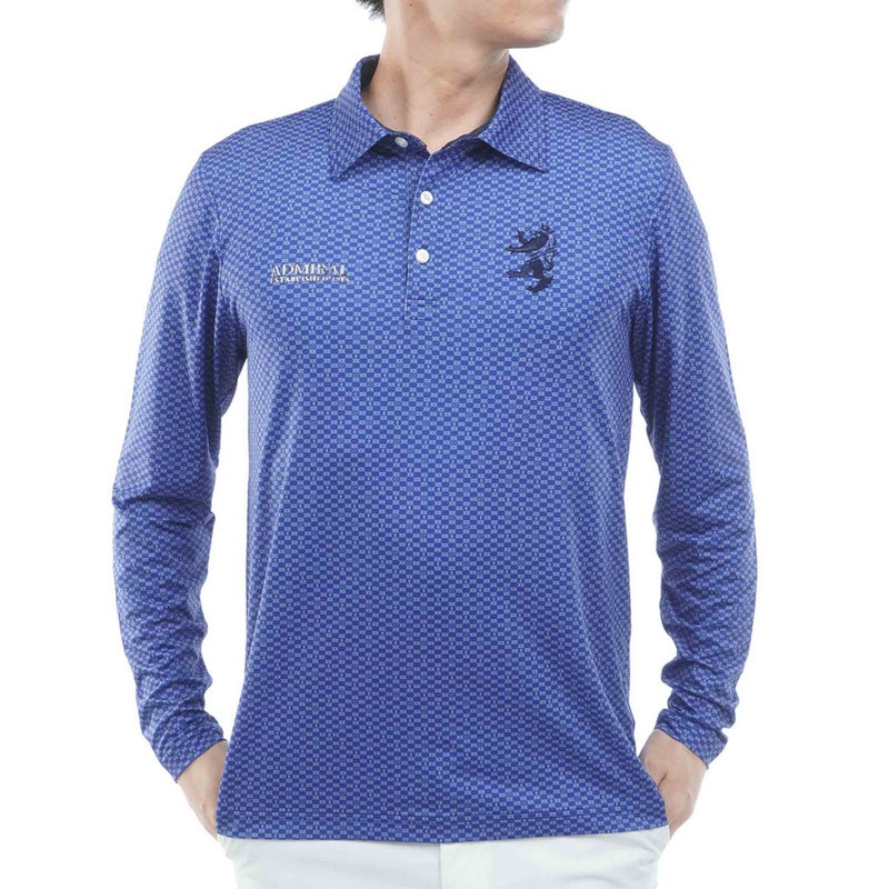 [アドミラル ゴルフ]　Admiral GOLF　メンズ 小紋柄 長袖シャツ　ブルー　詳細