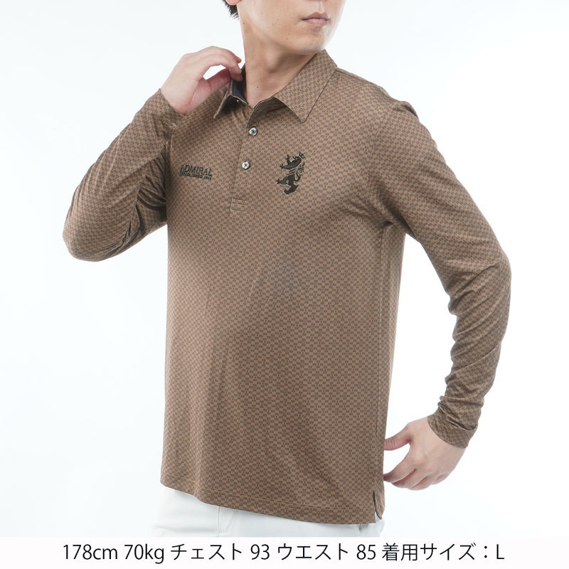 [アドミラル ゴルフ]　Admiral GOLF　メンズ 小紋柄 長袖シャツ　ブラウン　詳細1