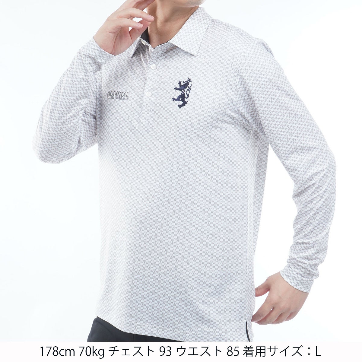 [アドミラル ゴルフ]　Admiral GOLF　メンズ 小紋柄 長袖シャツ　オフホワイト　詳細1