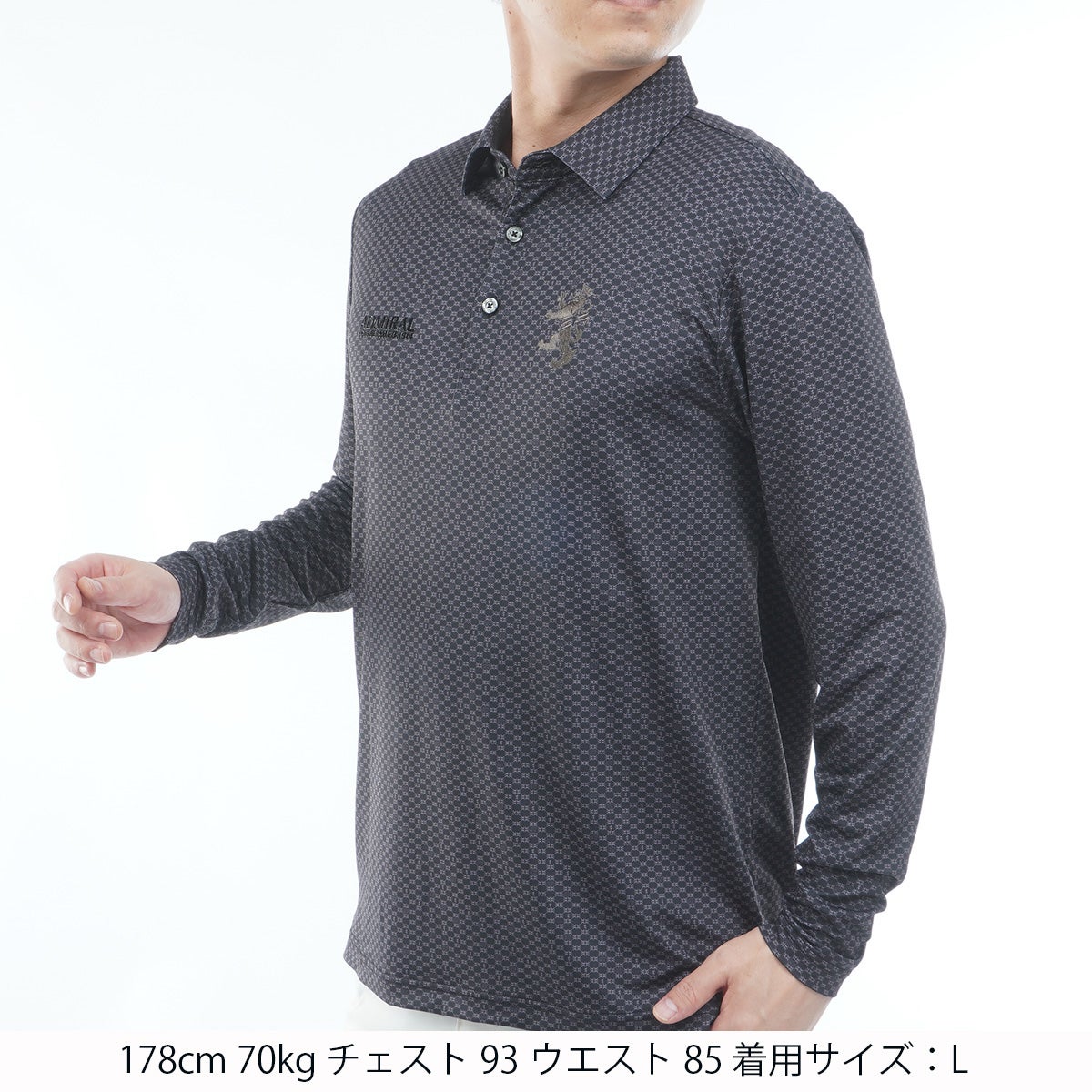 [アドミラル ゴルフ]　Admiral GOLF　メンズ 小紋柄 長袖シャツ　ブラック　詳細1