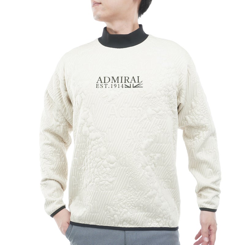   [アドミラル ゴルフ]メンズ キルトジャガード モックネックスウェット　ADMA665　アイボリー　詳細1